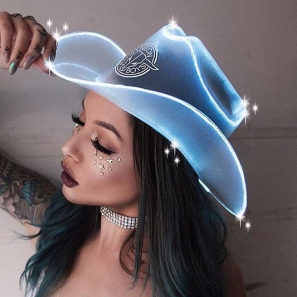 Neon cowboys cowgirl hat